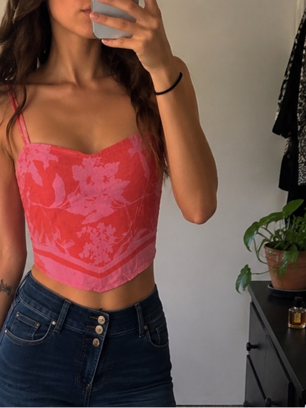 Sienna Sky Red and Pink Floral Corset Tank